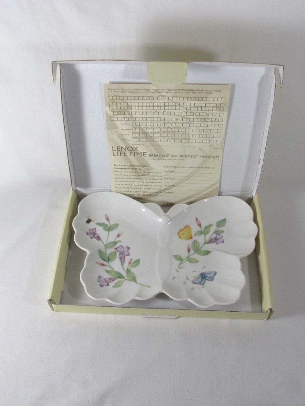 Lenox Fine Porcelain Butterfly Meadow Hors D'oeuvre Appetizer Dish Plate w/ Box
